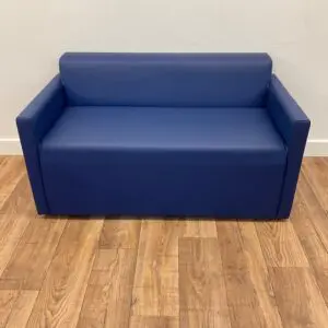 Blue 2 Seater Vinyl Reception Sofa <br> U-RS-B-36