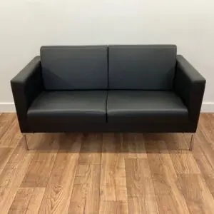 Black Sitland Canape Leather Reception Sofa <br> U-RS-BL-30