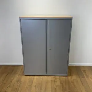 Silver 1320mm Cupboard With A Maple Top <br> U-C-13-SI-01