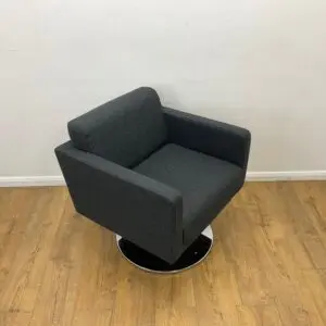 grey allermuir armchair on chrome base
