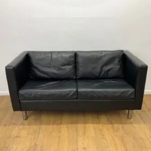 black leather sofa