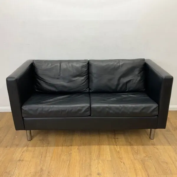 black leather sofa