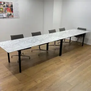 Marble Effect 4200mm Boardroom Table <br>U-MB-42-WH-01