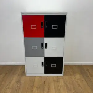 White & Red Triumph 6 Door Locker Unit <br> U-LS-6D-R-01