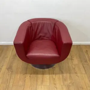 B&B Italia Tulip Red Leather Swivel Chair <br> U-RCH-R-30