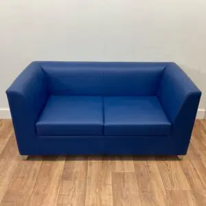 Blue 2 Seater Vinyl Reception Sofa <br>U-RS-B-38