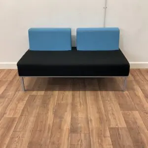 Blue And Black Torasen Loiter Double Bench Reception Sofa <br> U-RS-TO-B-01