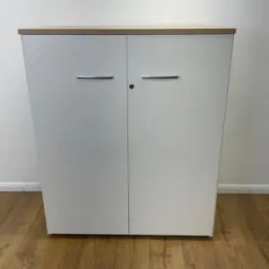 Sven White 1200mm Cupboard With Oak Top<br> U-C-12-WH-37