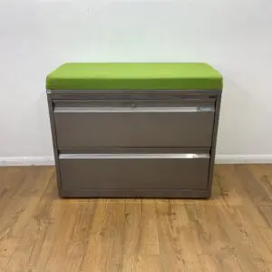 Flexiform Silver 2 Drawer Lateral Filing Unit With Green Cushion<br> U-LF-2D-SI-01