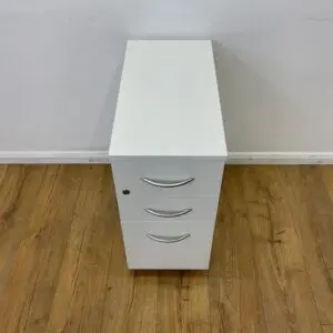 White Slimline 3 Drawer Pedestal <br> U-PS-M-WH-107