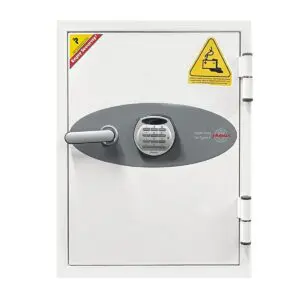 white battery safe with electronic lock