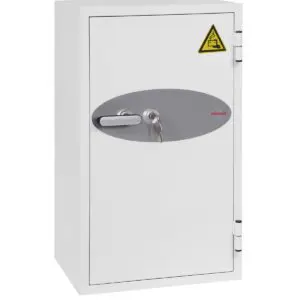 white high security key locking safe with battery charger