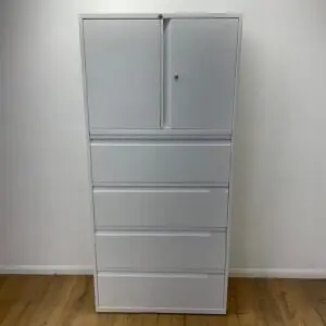 White 1940mm Metal Combination Cupboard & Filer <br> U-C-20-WH-15