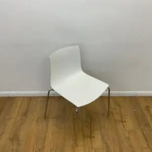 arper white canteen chair with chrome 4 leg base