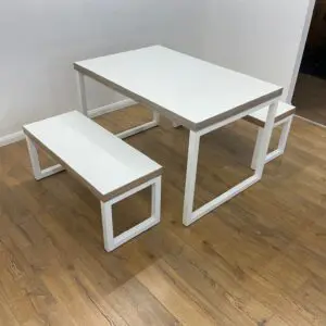 White Canteen Bench Set <br> U-CS-WH-07
