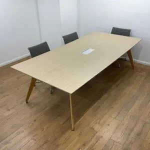 verade oak 2500mm boardroom table with power module and oak legs