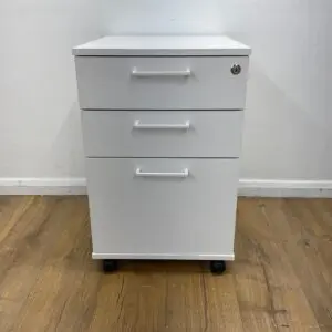 White 3 Drawer Pedestal <br> U-PS-M-WH-108