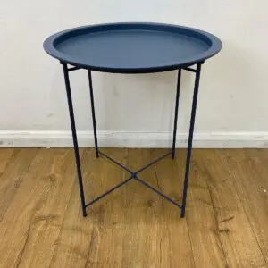 blue steel round 470mm coffee table