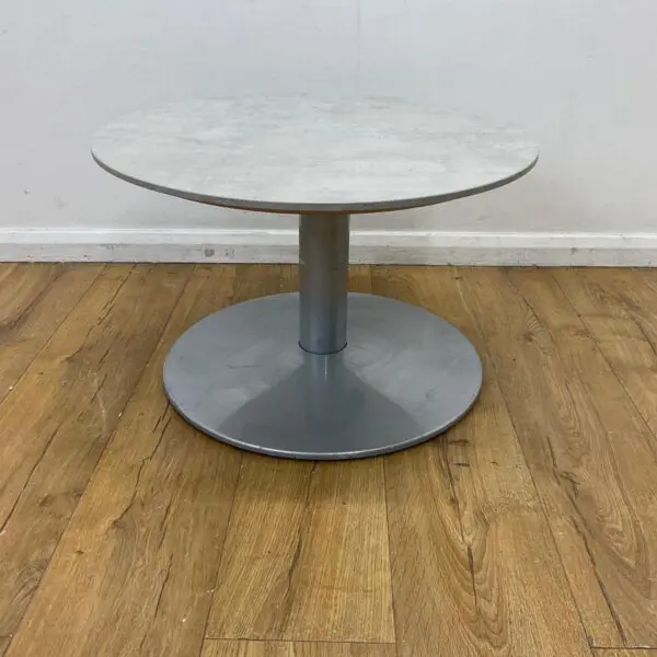 frovi concrete 600mm coffee table with silver trumpet base