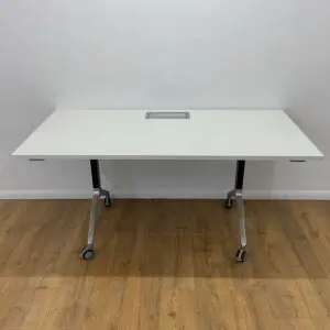 White 1600mm Flip Top Table <br> U-FT-16-WH-29