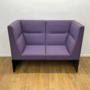brunner purple high back reception sofa with black panel end base