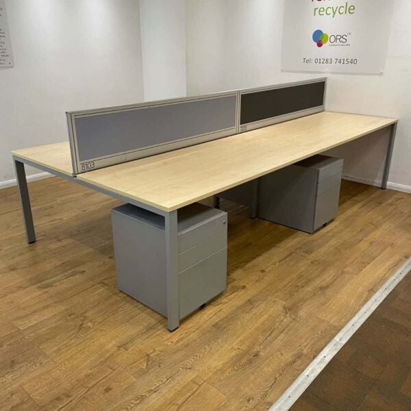 Maple 1600mm Bank Of 4 Sliding Top Bench  <br> U-BD-16-M-03