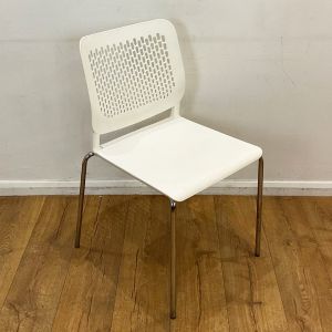 white canteen chair with silver legs