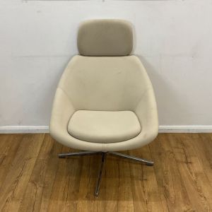 cream reception chair with headrest