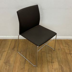 brown meeting chair chrome sled base
