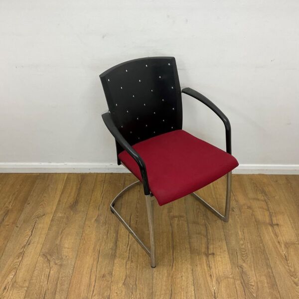 Red & Black Cantilever Meeting Chair <br> U-MC-R-24