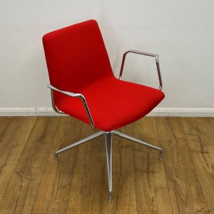 red meeting chair chrome star base