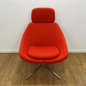 Allermuir red reception chair with headrest