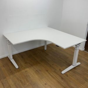 Steelcase white height adjustable corner desk
