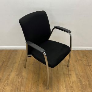 black office meeting chair with chrome frame