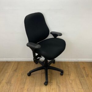 BodyBilt J2504 Black Ergonomic Operator XL Chair with black 5 star base
